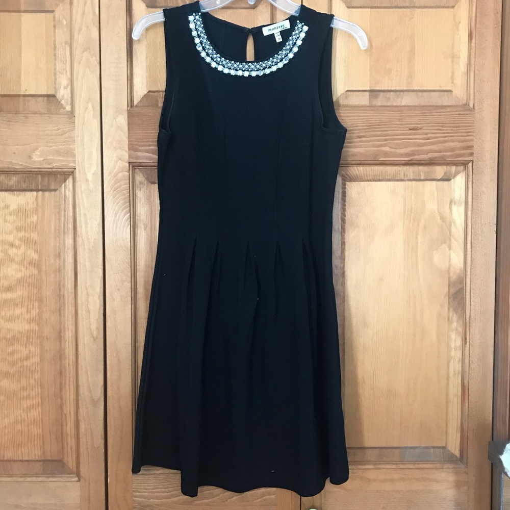 Semi Formal Black Dress with Neck Embellishments